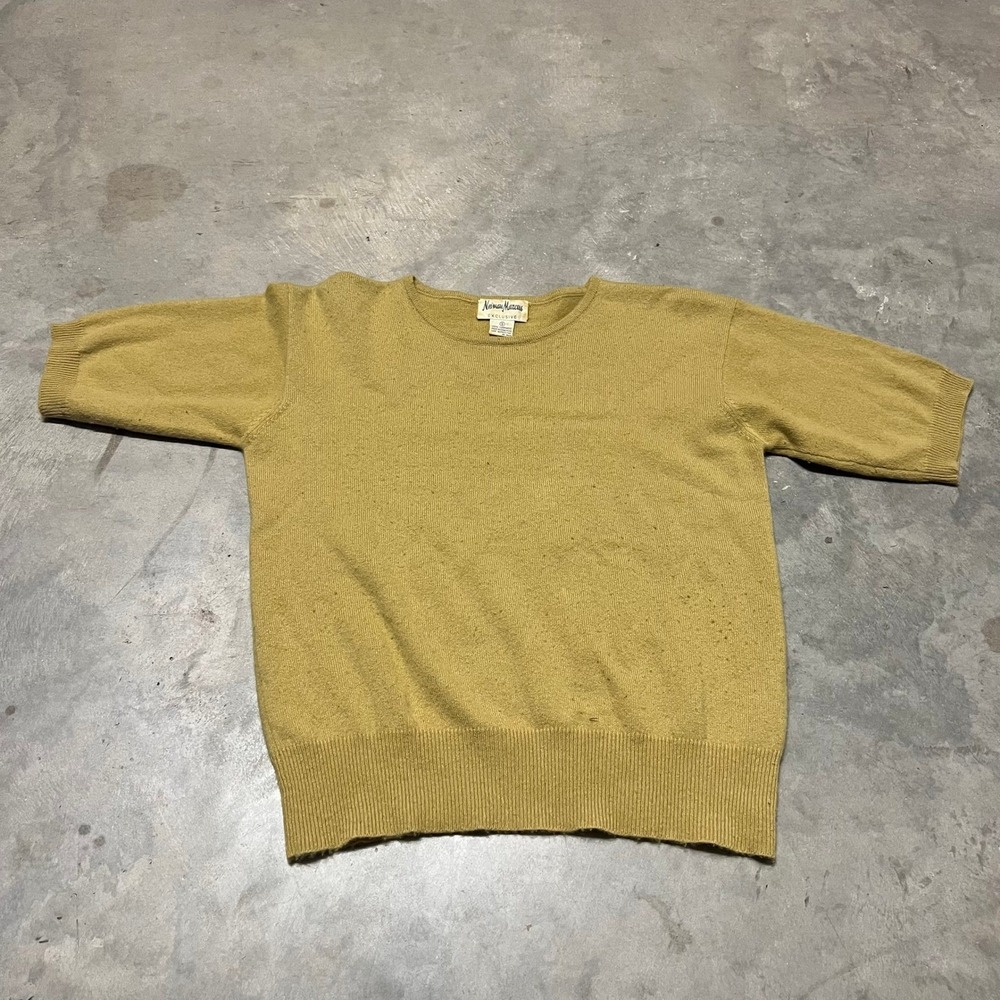 Neiman Marcus Exclusive Women Yellow 100% Cashmere Short Sleeve Sweater Size S